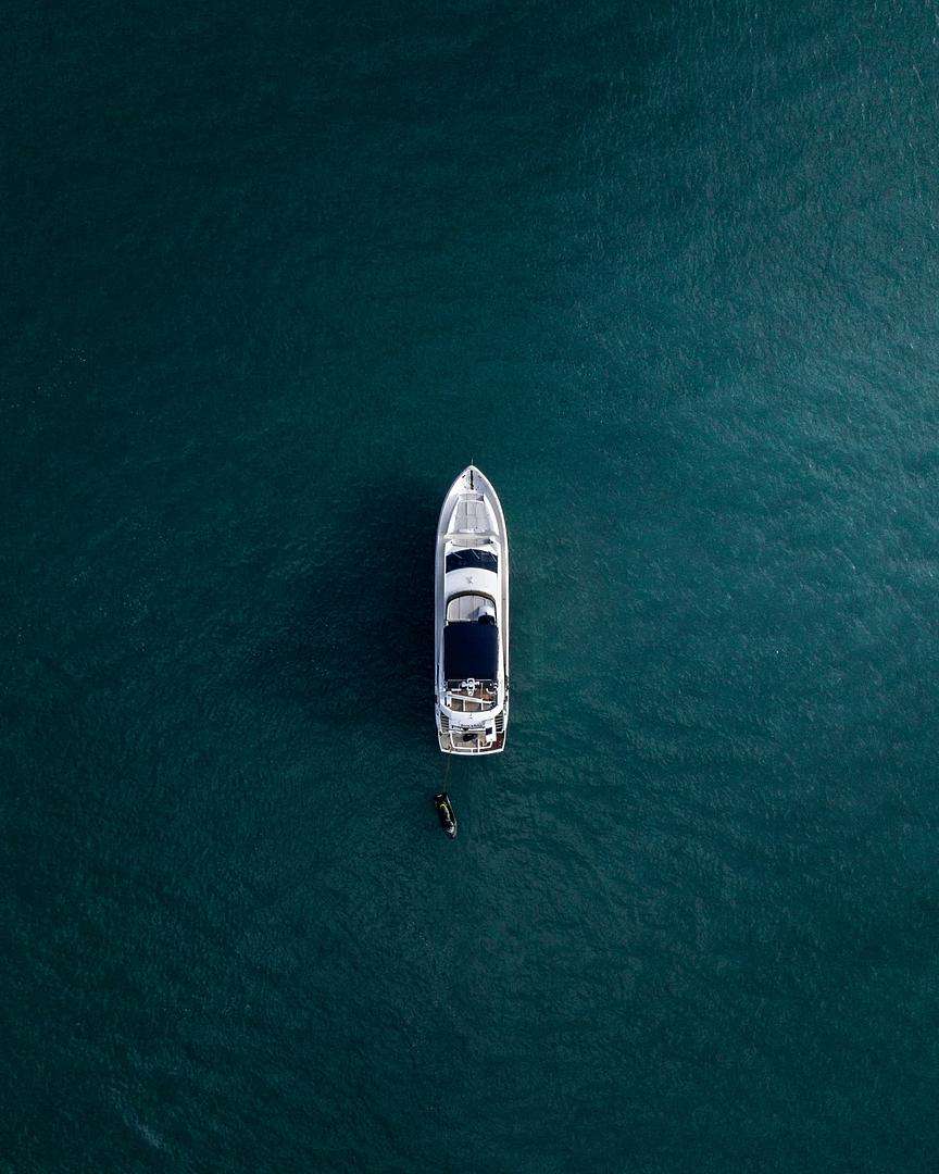 yacht overhead surounded by water